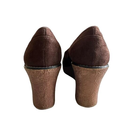 Vintage Lower‎ East Side Suede Wedge Women's 6.5 Brown Y2K Buckle Boho Chunky - Picture 4 of 8